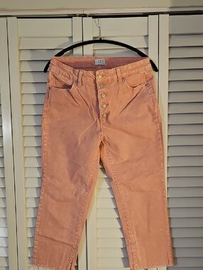 Time and Tru High-Rise Pink Crop Button-Fly Jeans